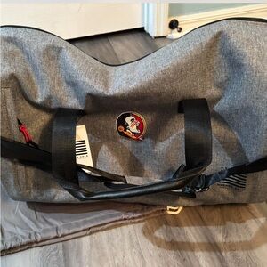 Gray Duffel Bag with Black Straps